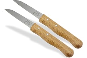 Gemüsemesser 2er Set aus Solingen Obstmesser mit Echt Holzgriff aus Buche Allzweckmesser mit Rostfreier Messerklinge Schälmesser Made in Germany Universal Messer mit Extra Scharfem Präzisem Schnitt