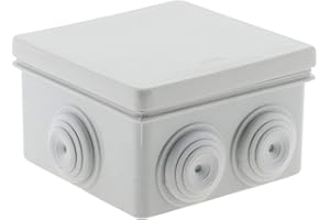 Zenitech - Caja de Derivación Cuadrada Estanca IP55-80x80x46 mm - Blanco - Entrada de Cables sin Corte - Tapa Imperdible con Cable - Ideal para Exterior - Seguridad y Facilidad de Instalación