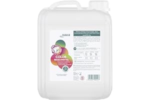 ‎HAKA HAKA Colorwaschmittel flüssig Nachfüller, 5L (100 WL), kraftvolle Fleckentfernung für strahlende Buntwäsche, Farbschutz & Faser-Glättung, ohne Reizstoffe, vegan, umweltfreundlich
