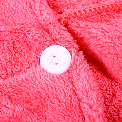 OUNONA 2 Stück Haar Turban Handtuch, Kopf-handTuch Mikrofaser(Rose Rot/Blau) - 4