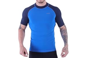 HMILES H.MILES Rash Vest da Uomo Rash Guard Manica Corta Snorkeling Nuoto Surf Top Muta da Sub Protezione UV T-Shirt da Spiaggia