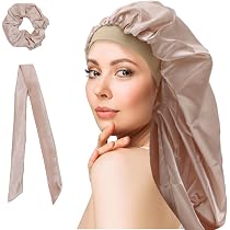 Bonnet De Nuit Satin DRESHOW - Long Pour Cheveux Locs/Bouclés - Bande Élastique Confortable - Soin Cheveux
