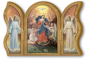 F.LLI BONELLA Fratelli Bonella | Trittico devozionale in legno della Maria che scioglie i nodi 6x9cm | Made in Italy