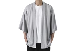 Duohropke Herren Kimono Cardigan Japan Happi Kimono Hanfu Langarmshirts Japan Harajuku Anime Robe Anime Kleidung Unisex Lose Bluse Sommer Tops Robe