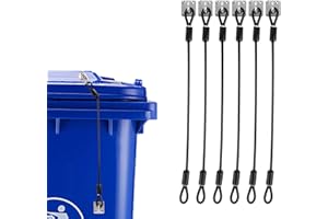 LDHHYH 6 Pack Universal Trash Can Lock, Heavy Duty Wheelie Bin Locks, Rubber Coated Braided Wire Rope Trash Bin Lid Lanyard Cable with Square Buckle for Outdoor Bins