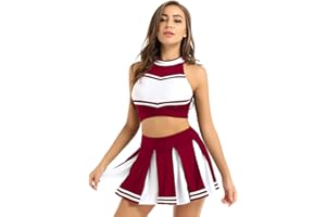 Doomiva Damen Cheerleaderin Kostüm Set Karneval Faschings Tanzkostüm Set Cheerleading Kostüm Cheerleaderuniform Halloween Tanzkleidungset