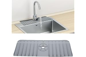 TECDW Tappetino per rubinetto in silicone,riutilizzabile Rubinetto da cucina Lavello Paraspruzzi Materassino Drenante Accessorio,Rubinetto Silicone Tappetino Assorbente per Cucina Bagno Bar RV(Grigio)