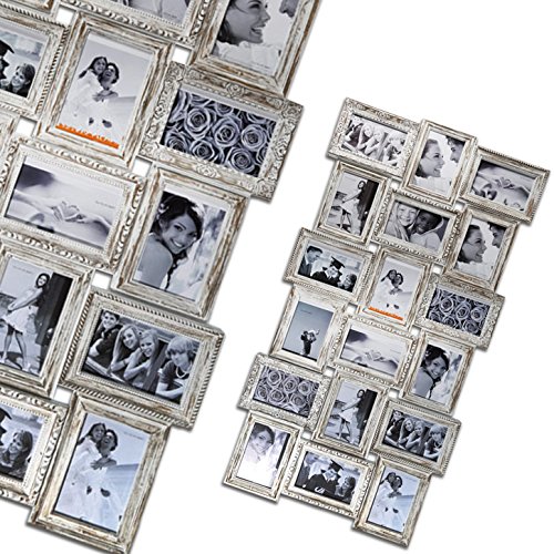 (277) 3D Bilderrahmen Fotorahmen Collage für 18 Fotos Fotogalerie Creme 103x52cm - 2