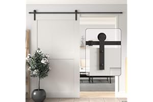 WINSOON 9FT/274CM Puerta Corredera Kit Herrajes Puertas Correderas Negro Guia Puerta Corredera, Acero al Carbono Cojinete Pesad, I Forma Sin puerta