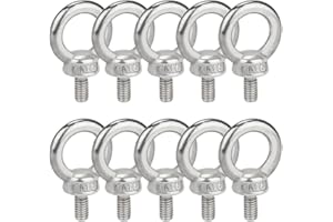 VONLUX 10 Stück Ringschraube M6 304 Edelstahl Ösenschrauben, Ring Runde Augenschraube, Augbolzen Ringbolzen Ösenschrauben Ringschrauben für Rolle Des Befestigens Und Hängens