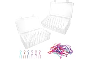 YOUNTHYE Lot de 2 boîtes de fil à coudre - 23,7 x 13,7 x 6,6 cm - Rangement avec 24 porte-bobines de fil transparent - Rangement pour 42 bobines de fil à coudre - Boîte de rangement pratique pour bobines de