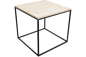 ‎SPETEBO Spetebo Metall Beistelltisch mit Holz Tischplatte - 45x45x42 cm - Couchtisch Sofatisch Tisch