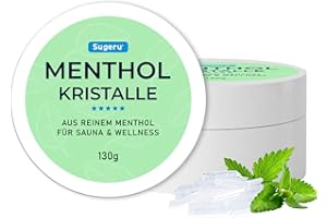 Sugeru Cristalli al mentolo, realizzati in pura menta, in barattolo richiudibile, accessori rinfrescanti per sauna, infuso per sauna, infuso per sauna con aroma benefico, accessori per sauna (130 g)
