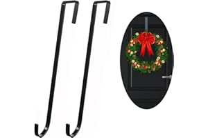 SIGANDG 2X Crochets de Porte en Acier Inoxydable, Crochets de 30 cm pour couronnes de Porte et décorations - Pour suspendre des guirlandes de Noël, Halloween, décorations de Noël(Noir)