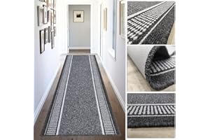 Tadi & Imperio1979 Alfombra Larga para Pasillo, Cocina, entradas Antideslizante de Colores Taupe y Antracita, Lavable en Lavadora y a Mano.