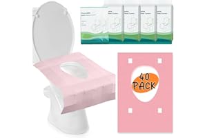 FUNRELAXER 40 Stück Einweg Toilettenauflagen, Wasserdichte Toilettenbezüge Toilette Auflage WC-Sitz Matte Einweg Toilettenpapier Pad für Öffentliche WCs, Reisen und Unterwegs