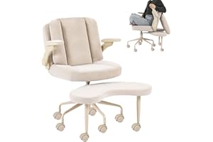 Pipersong Meditation Chair with Cross Legs, ADHD Chair with Adjustable Armrests, Criss Cross Desk Chair with Flexible Back Cushion, Swivel Footrest, Arm Support, and Wheels for Home Office