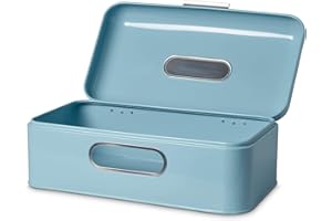 ECHTWERK Azul Claro panera de Metal Retro con Ventana de visualizacón, 30 x 20 x 16,5 cm, Acero, Big