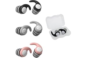 MultiValue 3 pary zatyczek do uszu do spania, silikonowe, do spania, z pudełkiem do przechowywania, wodoszczelne, trójwarstwowe zatyczki do uszu z redukcją szumów, do pływania, spania (A)