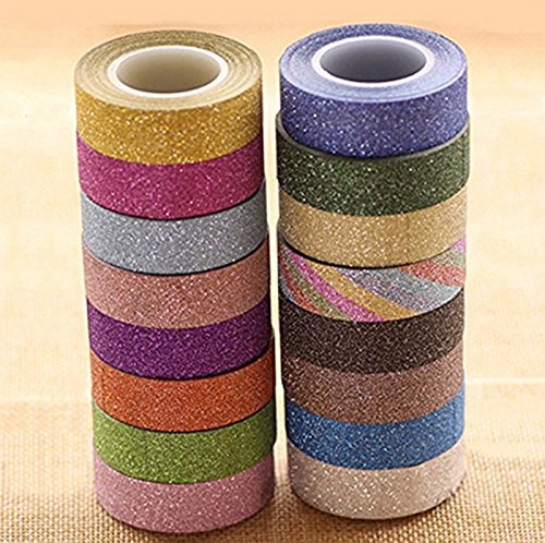 Cdet 10X Patr  n Washi papel adhesivo pegatina DIY Crafts brillo decorativo enmascaramiento Scrapbooking 1 5cm   3m   Estilo aleatorio