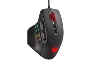 Redragon M811 Aatrox MMO Gaming Mouse, 15 Programmable Buttons, Wired RGB Gaming Mouse with Natural Ergonomic Grip, 10 Side Macro Keys