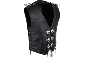 EURO STARS Kanchoo Lederweste mit Doppel Setien Schnür, Biker Lederkutte, Motorrad Lederweste, Club Lederweste, Lederkutte, Custom Vintage Lederweste, Rockerweste, Größen XS bis 5XL (5XL, Black)