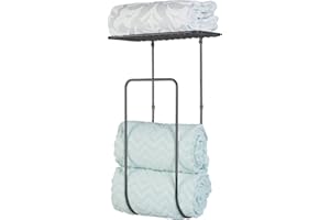 mDesign Towel Rail — Wall-Mounted Storage Solution for Bathroom Accessories — Towel Rack for Storing Face Cloths, Hand Towels, Bath Towels and More — Matte Black