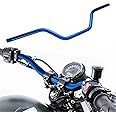 7/8" 22mm motorcycle Mid Handlebars, Motorcycle Handlebar Handle Bars Universal for All Motorcycle which the clamp 7/8" 22mm-Blue