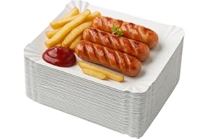 Pakomat Talerzyki tacki 14x20cm 100 sztuk papierowa talerze jednorazowe, deserowe prostokątne, stabilne talerze z kartonu, naczynia imprezowe przyjazne dla środowiska talerze z kartonu biodegradowalne