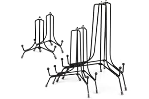 Mocoosy 6 Pack 3 Size Upgraded Anti-Slip Plate Stands for Display, Black Iron Easel Plate Holder Display Stand for Pictures, Photo Frames, Decorative Plate and Tabletop Artworks (4, 6, 8 inch)