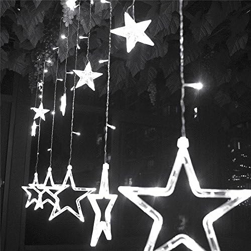 DulceCasa 2.3 m x 0.6 – 1 m Star Garland 168 LED Light Bulbs Lamp Decorative Waterproof Party Christmas Wedding Decoration Tree Curtain Bright Fairy Light Home Party Cool White