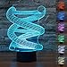 Produktbild DNA 3D Optische Illusions-Lampen, FZAI Tolle 7 Farbwechsel Acryl berühren Tabelle Schreibtisch-Nachtlicht mit 150 cm USB-Kabel für Kinder Schlafzimmer Weihnachten Geburtstagsgeschenke