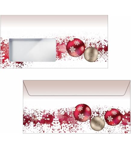 Papier à Lettres De Noël SIGEL - Motif Boules De Noël Rouge Et Doré - 100 Feuilles A4 90g/m² - Pour Imprimante Et Photocopieuse