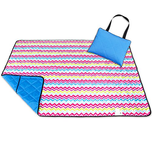 Roebury Outdoor Picknickdecke für die Ganze Familie 140 x 180 cm - Wärmeisoliert & Wasserdicht mit Tragegriff. Campingdecke Stranddecke Reisedecke für Jeden Untergrund