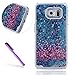 Produktbild Samsung Galaxy S7 Hülle,Samsung Galaxy S7 Case,Galaxy S7 Hülle,EMAXELERS 3D Kreative Silber Blau Liquid Fließen Flüssig Transparent Bling Hart PC Hardcase Hüllen Case Cute Rosa Herz Löwenzahn Tier Blumen Muster Serie Dynamisch Treibsand Flüssige Fließend Glitzer Shiny Glanz Sparkle Clear Hart Plastik Tasche Kristall Handytasche Hülle Etui Case Cover Für Samsung Galaxy S7,Blue Liquid-Pink Hearts