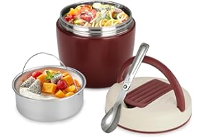 Romon Termos per Alimenti 1200 ml, Contenitore Portapranzo Termico Cibo Caldi, Thermos Pappa Neonati Acciaio Inossidabile Barattoli Isolati con Pieghevole Cucchiaio Portavivande per Zuppa Pasta