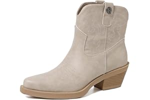 QUEEN HELENA Texani Bottines Camperos à Talons Bas Cowboy Brodées à Bout Western Femmes X28-102