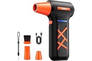 WHATOOK Soplador de Polvo Eléctrico：250000RPM Plumero de Aire Comprimido 270 Minutos de Uso Súper Largo, 3 Velocidades Soplador Aire Comprimido para Ordenador, Coche, Oficina, Sofá