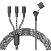 PD 100W Destekli 5'i 1 Arada Naylon &Ouml;rg&uuml;l&uuml; Kablo, &Ccedil;oklu Şarj Kablosu USB A/C Tipi C/iPhone, iPad, MacBook, Galaxy ile Uyumlu 
