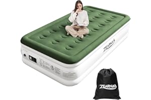 Zearna Materasso Gonfiabile Singolo con Pompa Elettrica Integrata, Autogonfiante in 3 Minuti - 190x100x46 cm, Letto per Ospiti/Campeggio, Compatto e Impermeabile per Casa e Outdoor