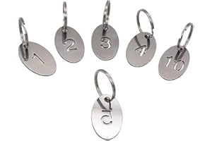 NanTun 304 Stainless Steel Oval Key Tags with Ring 20 pcs, Hollowed Number ID Tags Key Chain, Numbered Key Rings - 1 to 20