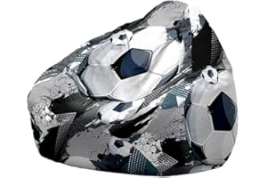 Highdi Fußball Sitzsack für Kinder Erwachsene Outdoor Indoor Sitzkissen Weicher Sofabettbezug Ohne Füllung Gartenkissen Bodenkissen für Wohnzimmer Gaming (100x120cm,Graffiti)