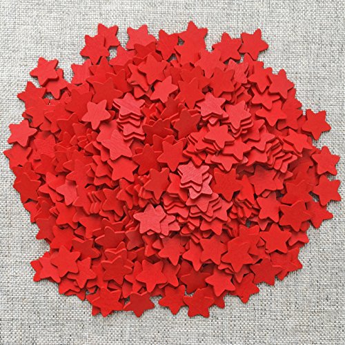 Red 18mm Stars Wooden Shabby Chic Craft Scrapbook Vintage Wood Star (50)