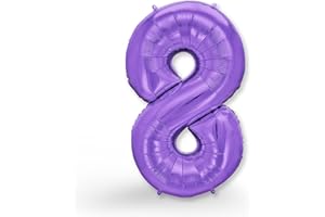 FUNXGO® Ballon Géant Numéro 8 Violet - Ballon decoration anniversaire 8 ans - deco anniversaire 8 ans fille ou garcon - Gonflables à l'Hélium - Idéal pour Fêtes Filles et Garçons - Ballon 8 Violet