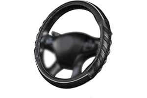 Flying Banner Car Steering Wheel Cover Breathable Synthetic Leather Massage Universal 15 inch/38CM (Black Grey)