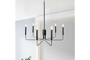 ‎KMAIPEM KMaiPem 6 Lichter Schwarz Vintage Kronleuchter, Landhaus Modern Hängelampe Wohnzimmer, Höhenverstellbare Industrielle Eisen Pendelleuchte für Schlafzimmer, Küche, Esszimmer