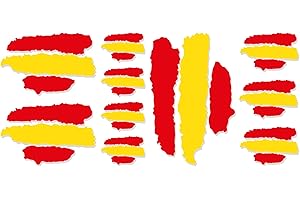Custom Vinyl® Originals Nuevo diseño registrado Pegatinas Banderas DE ESPAÑA Stickers AUFKLEBER Decals Moto Moto GP Bike Coche (Colores Bandera ESPAÑA/Spain Flag Colors)