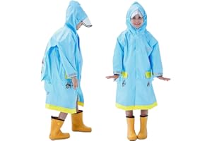 Baogaier Poncho Pluie á Capuche Enfants Combinaison Imperméable Manteau Cape Vetement Veste Léger Long Réfléchissant Randonnée Running Sport Animal Imprimé Unisexe Filles Garçons 3-12 Ans