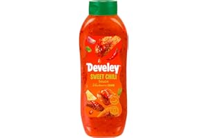 ‎DEVELEY Develey Sweet Chili Sauce 1 x 875 ml – Süß-pikante Sauce mit Chili & Knoblauch – Vegan & vielseitig – Ideal zu Frühlingsrollen, Geflügel, Potato Wedges, Wraps & Meeresfrüchten