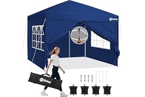 Sekey 3m x 3m One-Touch Pop Up Gazebo with Sides – Instant Setup, Heavy Duty & Waterproof 1000mm, Includes 4 Weight Bags for Extra Stability – Perfect for Outdoor Events, (Navy, 3 x 3 with Sides)